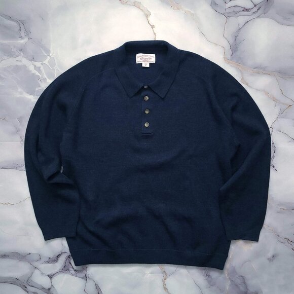 FILSON 100% Wool Polo Sweater Men's XL Navy Jumper Pullover - Picture 3 of 9